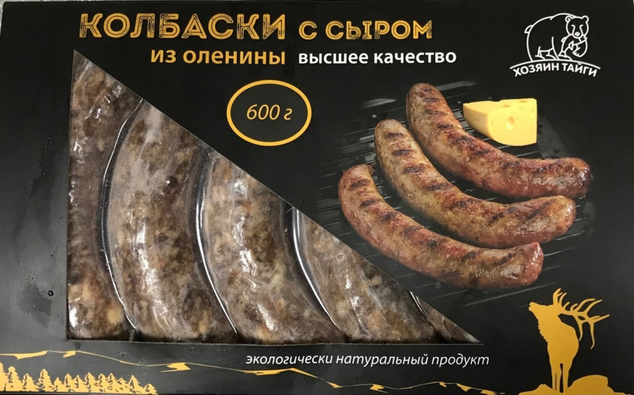 Колбаски с сыром из оленины, в/у 5шт/0,6кг