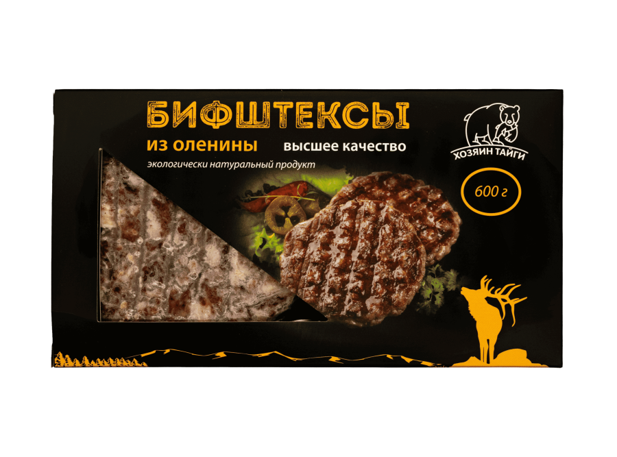 Бифштексы из оленины, в/у 4шт/0,6кг
