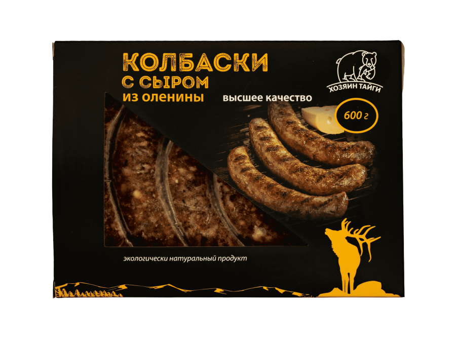 Колбаски с сыром из оленины, в/у 5шт/0,6кг