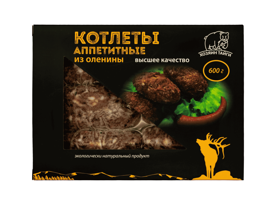 Котлеты аппетитные из оленины, в/у 6шт/0,6кг